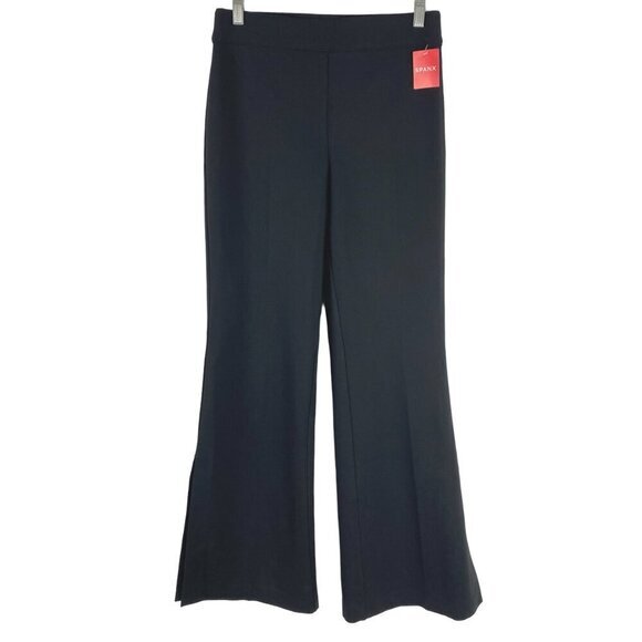 Spanx The Perfect Double Slit Pant Wide Leg Medium Black Stretch NWT PT-2217 - Picture 1 of 10
